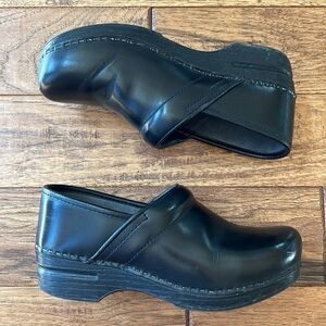 Dansko Black Leather Mules